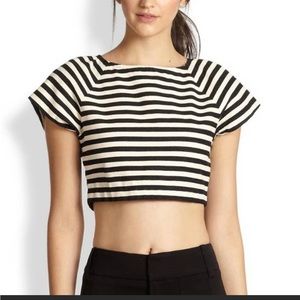 NWTs Alice and Olivia Connelly Black and White Crop Top XS